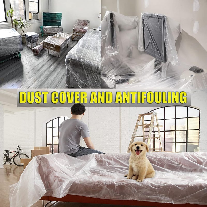 Cedolio 20 Pieces Plastic Drop Cloth, Multiple Waterproof Cloth Sheets for Painting, Dust-Proof and Rustproof, 9x12 Feet Tarp, Furniture Cover - Image 5